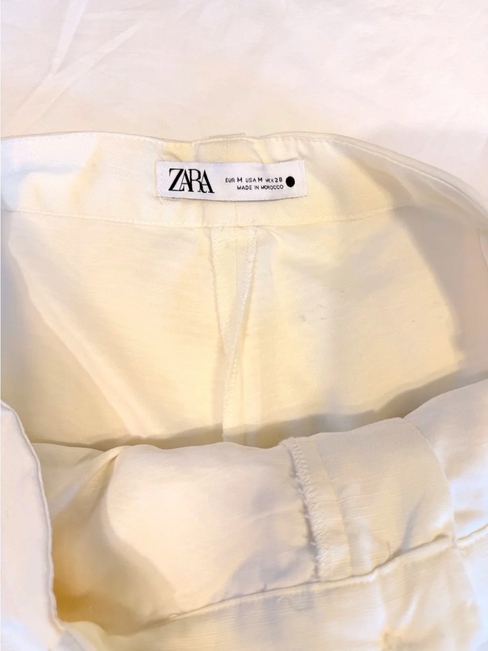 ZARA Ivory Straight Leg Trousers